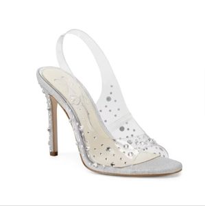 Elegant Silver Slingback Heels